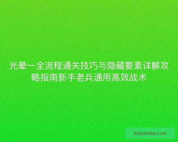 光晕一全流程通关技巧与隐藏要素详解攻略指南新手老兵通用高效战术